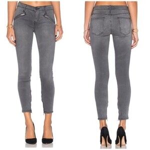 CURRENT/ELLIOTT Dazzler Gray Silverlake Ankle Zip Skinny Jeans
